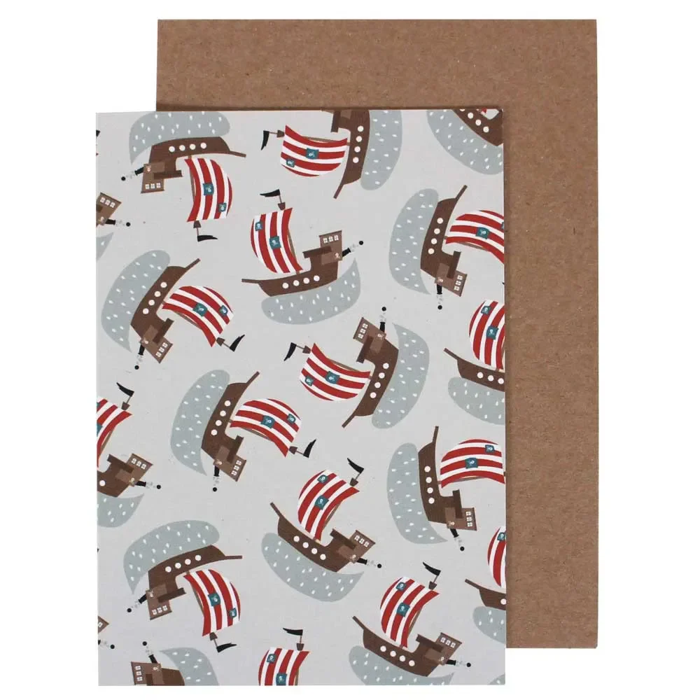 Ava & Yves Glückwunsch Klappkarte Piratenschiffe