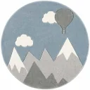 Scandic Living Kinderteppich rund Berge & Ballon grau