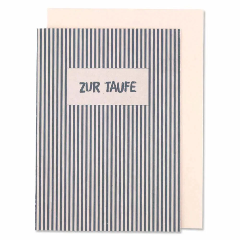 Ava & Yves Klappkarte Taufe rosa-blau gestreift
