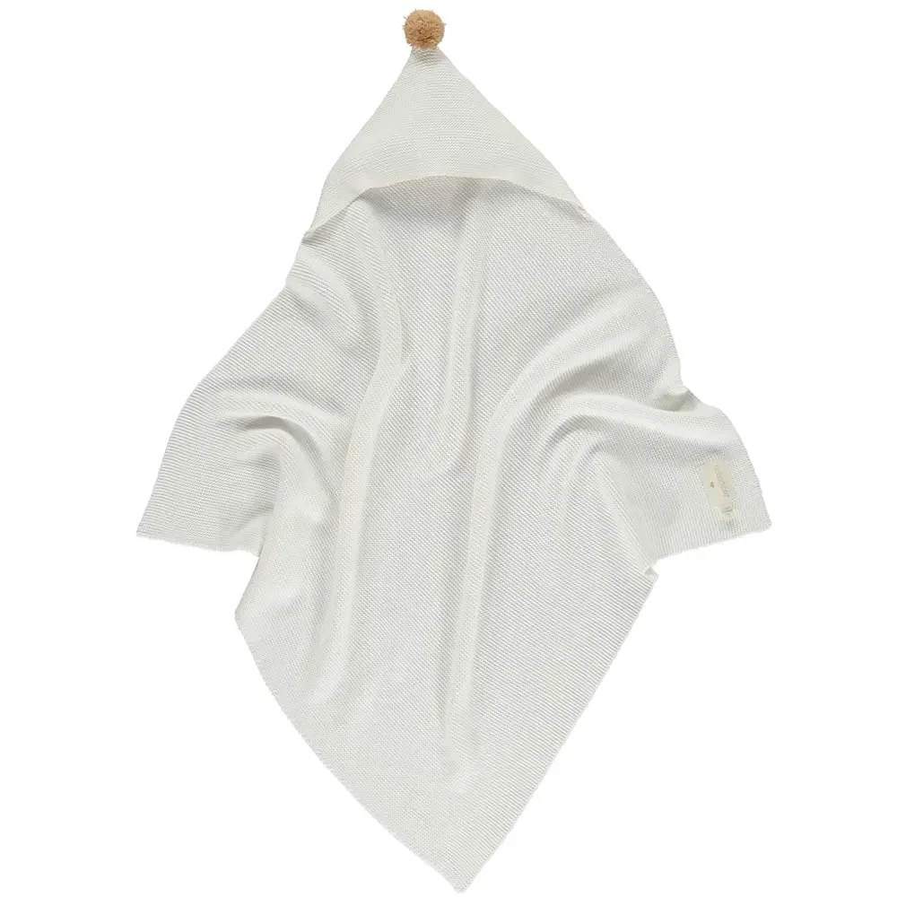 Nobodinoz Strick Baby Kapuzendecke weiss