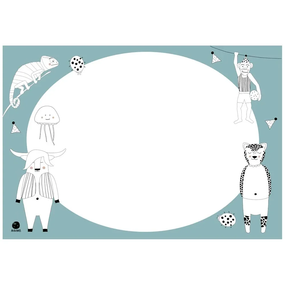 Ava & Yves Tischset / Schreibunterlage Ausmal Tiere