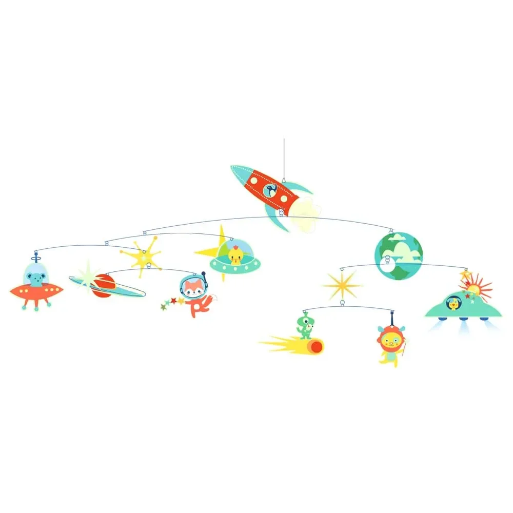 Djeco Kinder Mobile Tiere im Weltall fluoreszierend