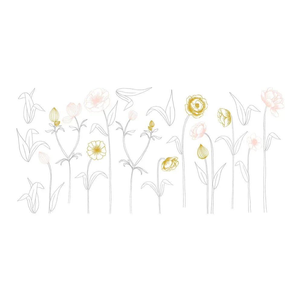 Lilipinso Wandsticker XL Blüten mit Stiel rosa grau ocker