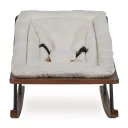 Quax Babywippe, Schaukelwippe mit weichem Teddystoff-Bezug | Beruhigende Babyliege aus Massivholz, Farbe: Creme