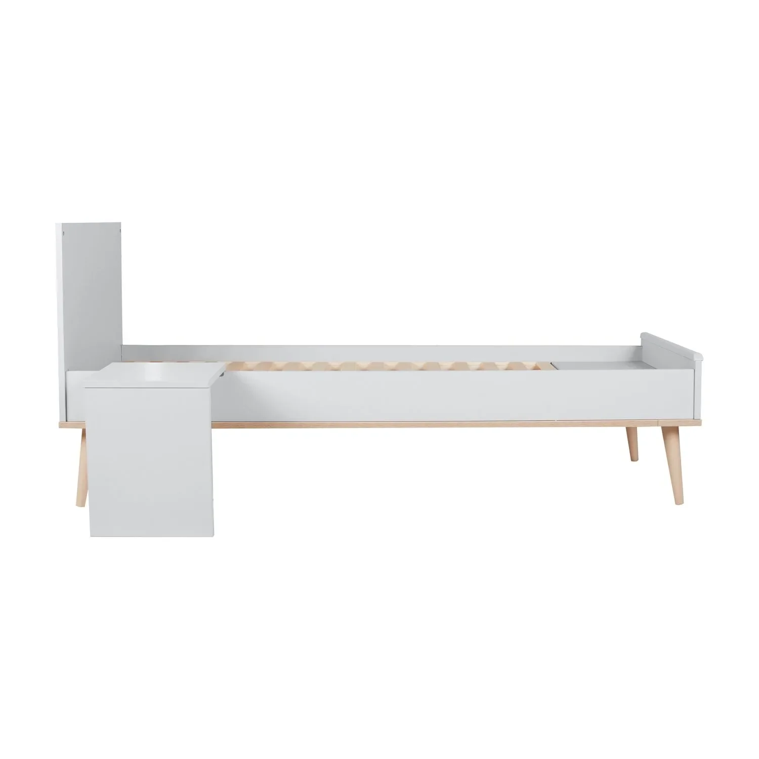 Quax Flow Junior Kit 170x70 cm | Umbauset für Flow Babybett zum Juniorbett | Mit Nachttisch & Bettgitter-Option, Farbe: weiss