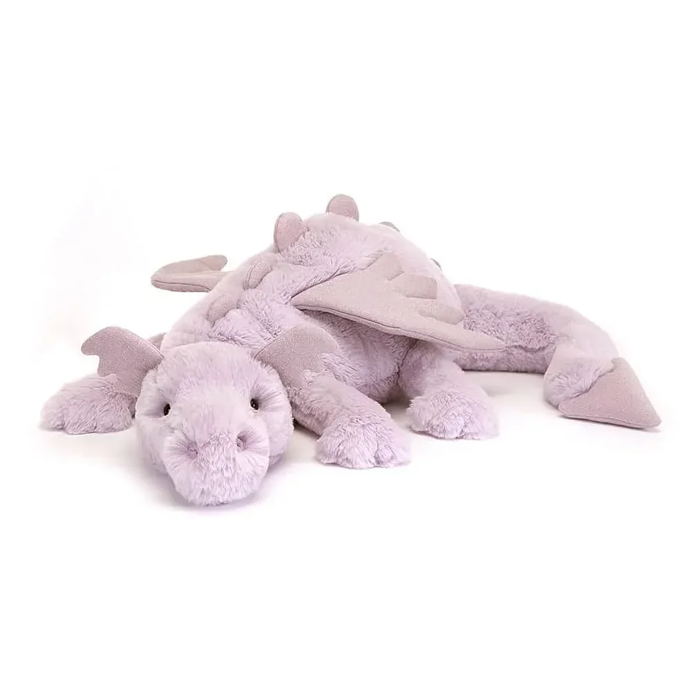 Jellycat Kuscheltier, Plüschtier, Stofftier - Lavender Dragon, Größe: Riesig - H19 X B66 CM