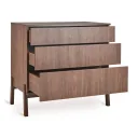 Quax Ashi Kommode | Wickelkommode mit 3 Schubladen & Push-to-Open-System | Modernes Design für Babyzimmer, Farbe: Kastanie