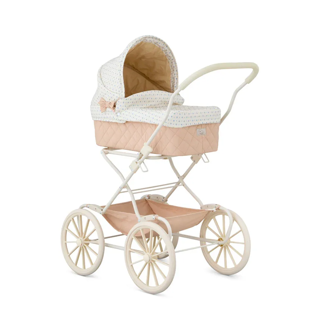 Puppenwagen Capri mit handgezeichnetetem Muster, Gummirädern und Faltfunktion