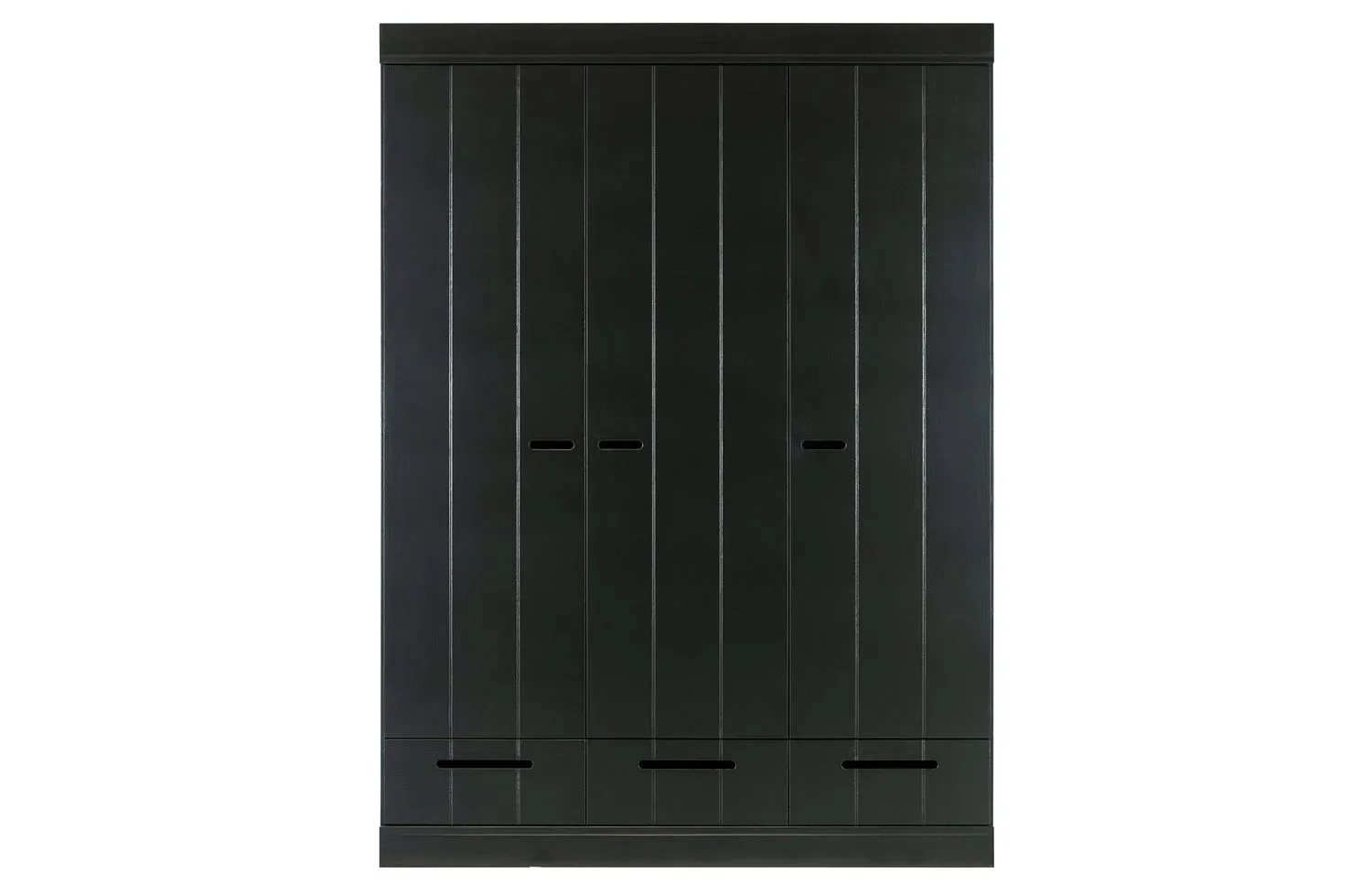 WOOOD - Schrank Connect, 3-türig, mit 3 Schubladen, Kiefer, 195x140x53 cm, Farbe: schwarz