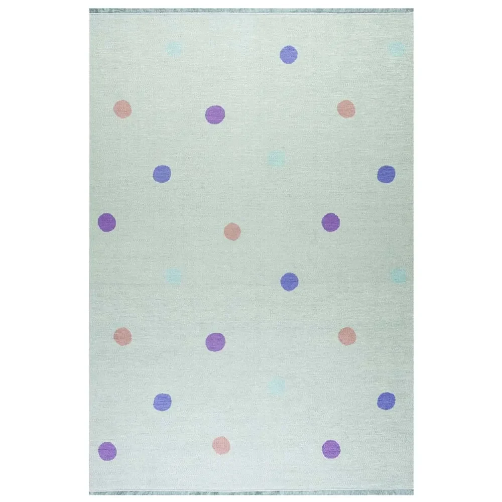 Livone Kinderteppich waschbar mint Punkte bunt, Teppichgrösse: 140 x 190 cm
