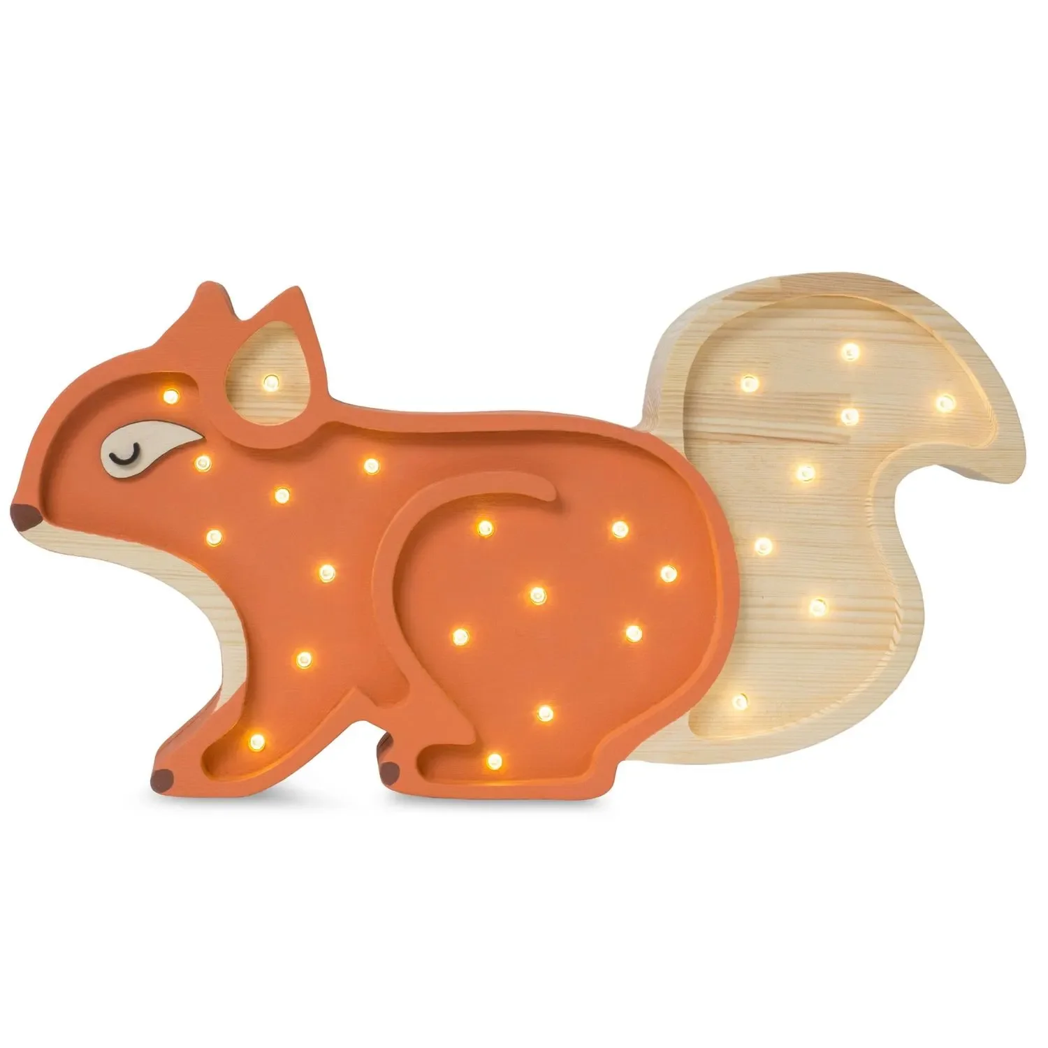 Little Lights Nachtlicht Kinder, Nachtlampe Eichhörnchen - 100% Kiefernholz natur, Farbe: Ingwer Holz