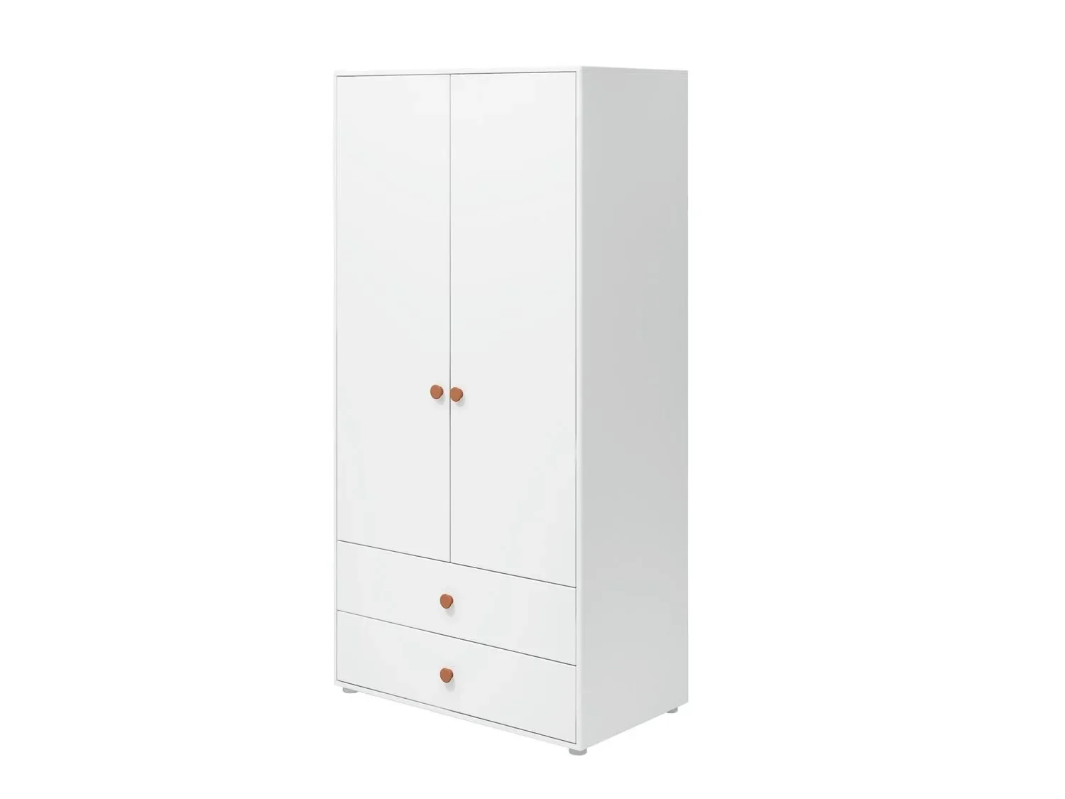 Flexa Kleiderschrank - Roomie, 2 Türen + 2 Schubladen, Farbe: Weiß/Rouge