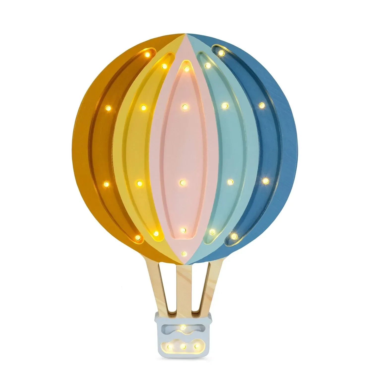 Little Lights Nachtlicht Kinder, Nachtlampe Heißluftballon - 100% Kiefernholz natur, Farbe: Retro-Regenbogen