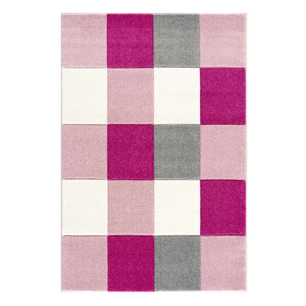Livone Kinderteppich Patchwork rosa, Teppichgrösse: 160 x 230 cm