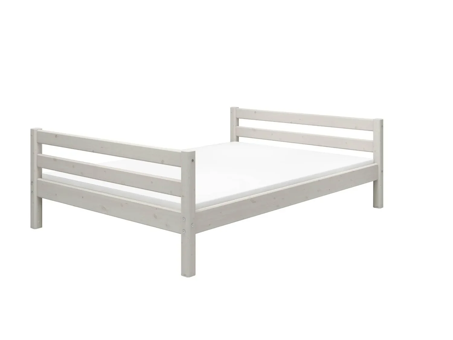 FLEXA Jugendbett, Einzelbett - Classic, Massivholz Kiefer, 140x200 cm, Farbe: Weiß gewaschene Kiefer