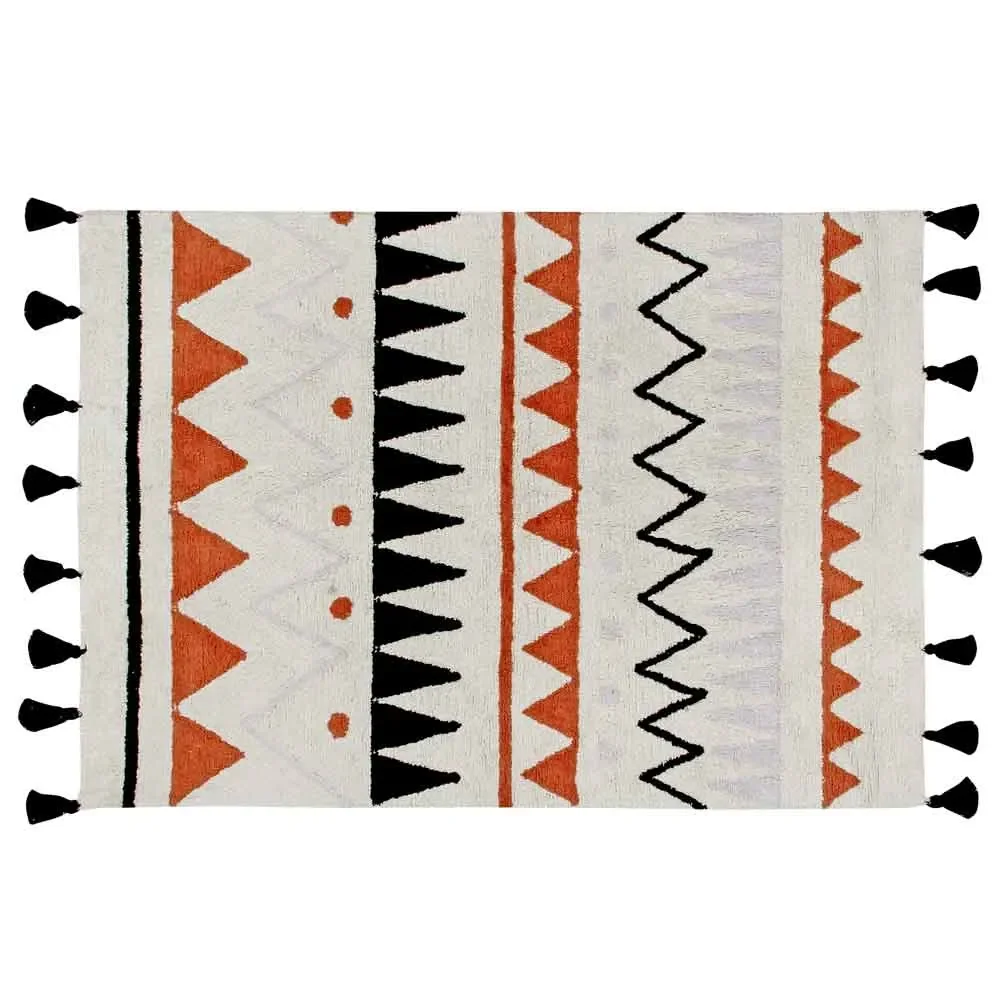 Lorena Canals Teppich Azteken Muster natur terracota, Größe: 140 x 200 cm