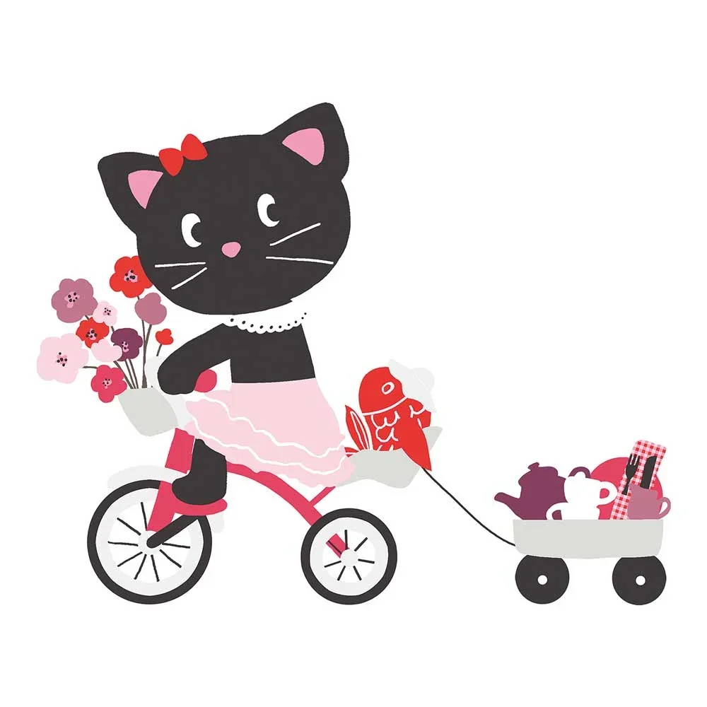 Lilipinso Wandsticker XL Katzenmädchen mit Fahrrad