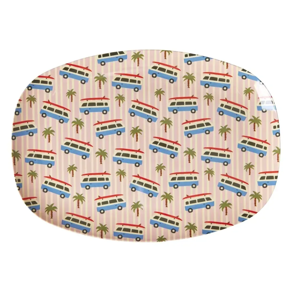 RICE Teller - Pink Cars Print, Melamin, rechteckig