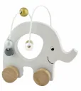 Jabadabado Kinderspielzeug, Schiebetier, Schiebespielzeug - Elefant mit Motorikschleife, Silber