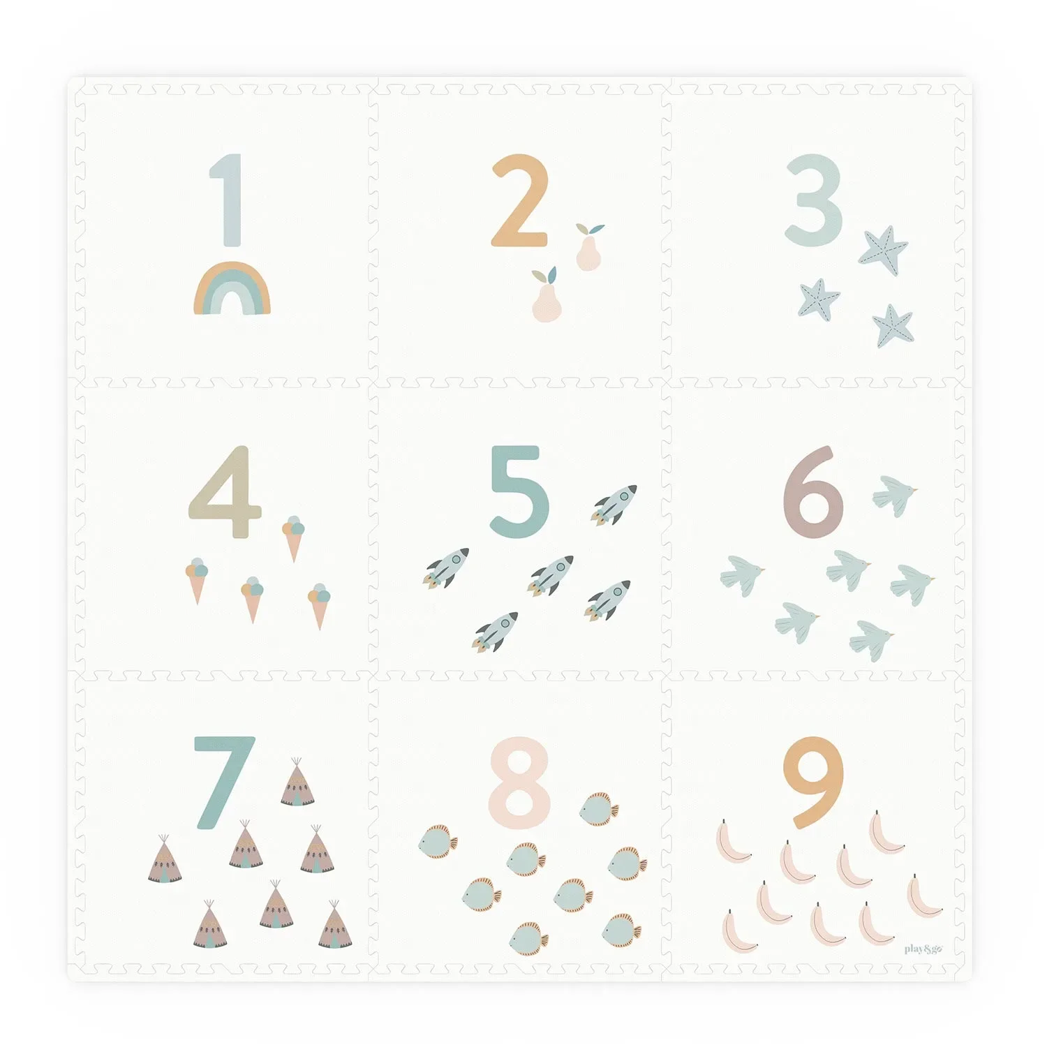 Play&Go Kinderteppich, Puzzlematte, Puzzleteppich - Zahlen/Punkte EVA