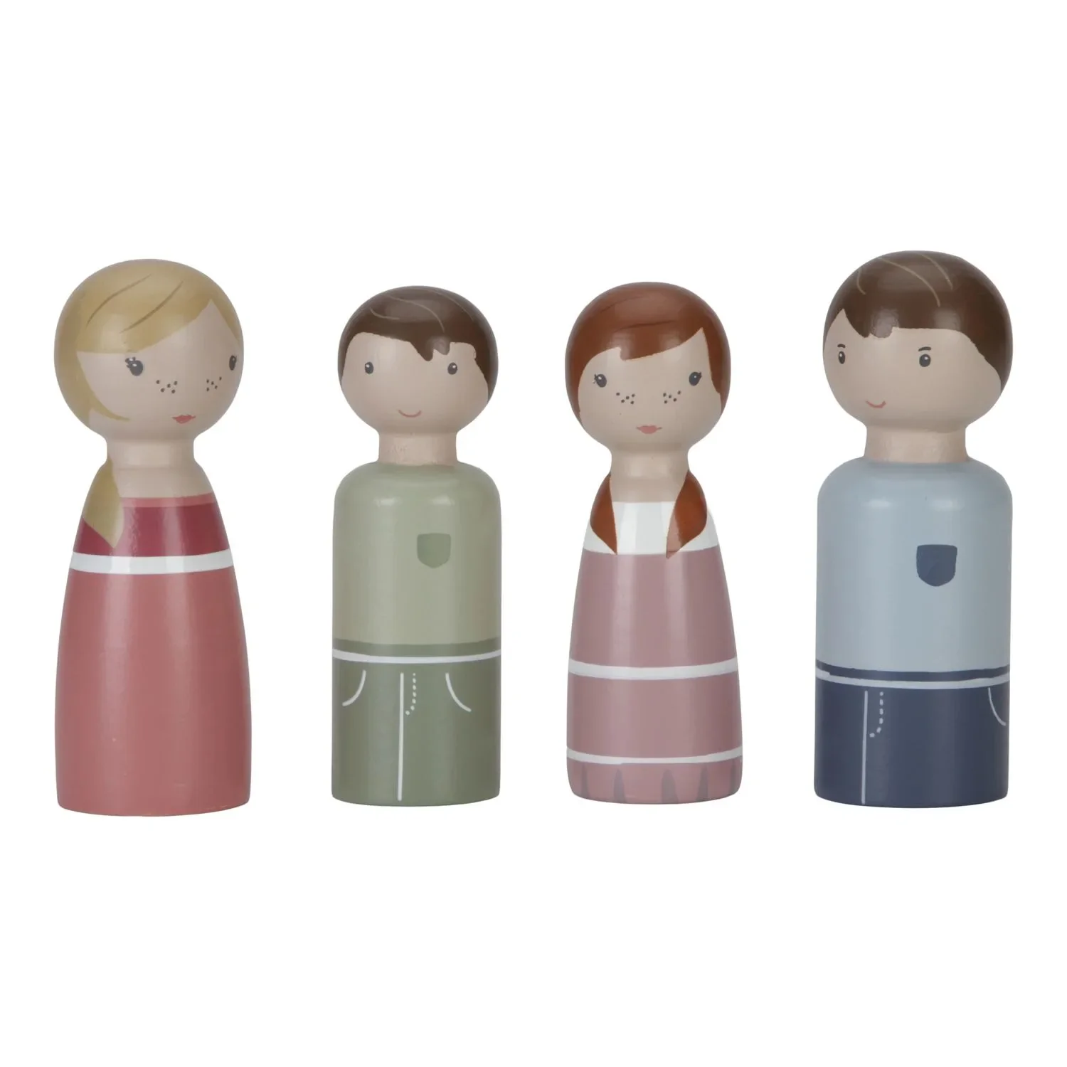 Little Dutch Puppenhaus Familie Rosa: Holzfiguren Set mit Vater, Mutter, Sohn & Tochter - Puppenstube erweitern