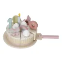 Little Dutch Spielzeug Geburtstagstorte aus Holz - Rosa, 18x18x4