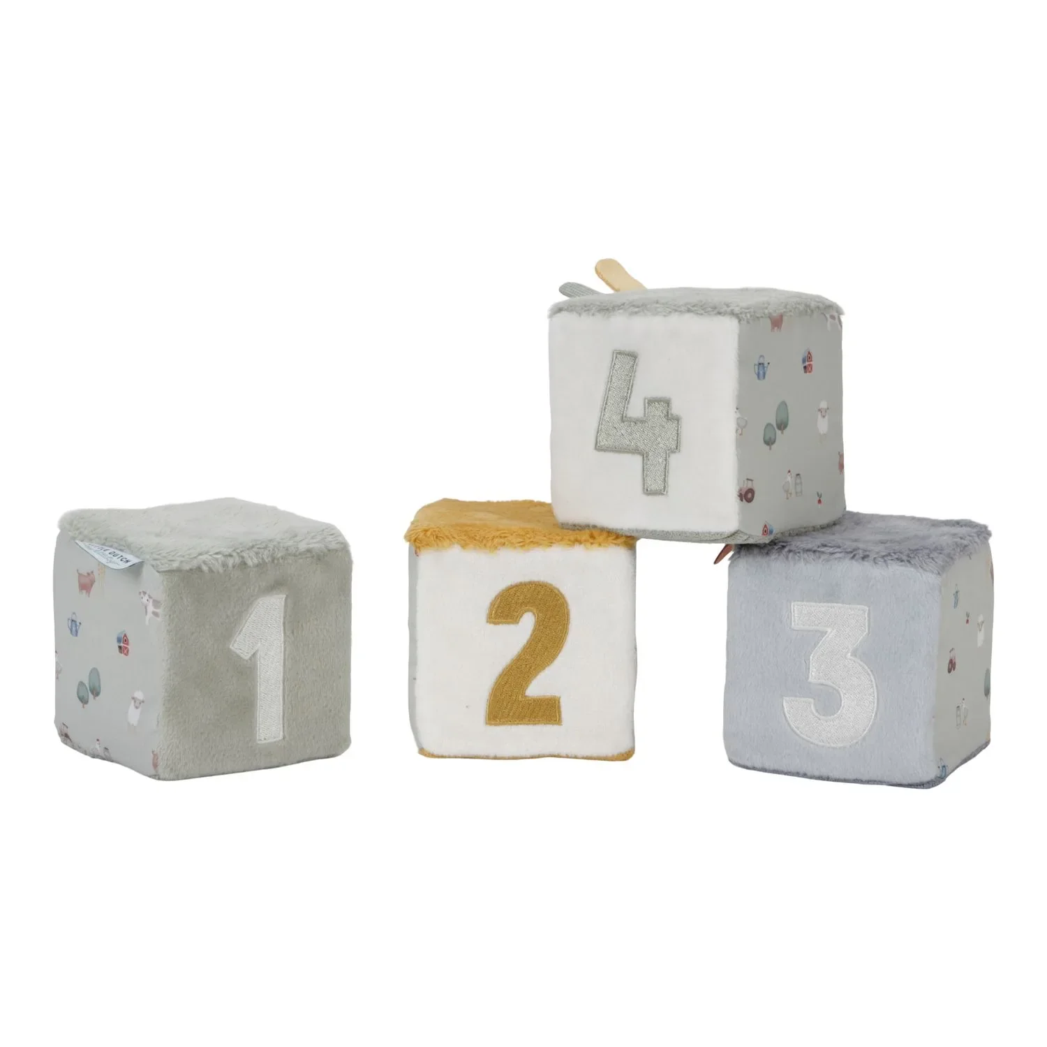 Little Dutch Stoffwürfel Little Farm - Aktivitätsblöcke: 4er Set für Babys & Kleinkinder