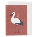 Ava & Yves Glückwunsch Karte zur Geburt Storch rot