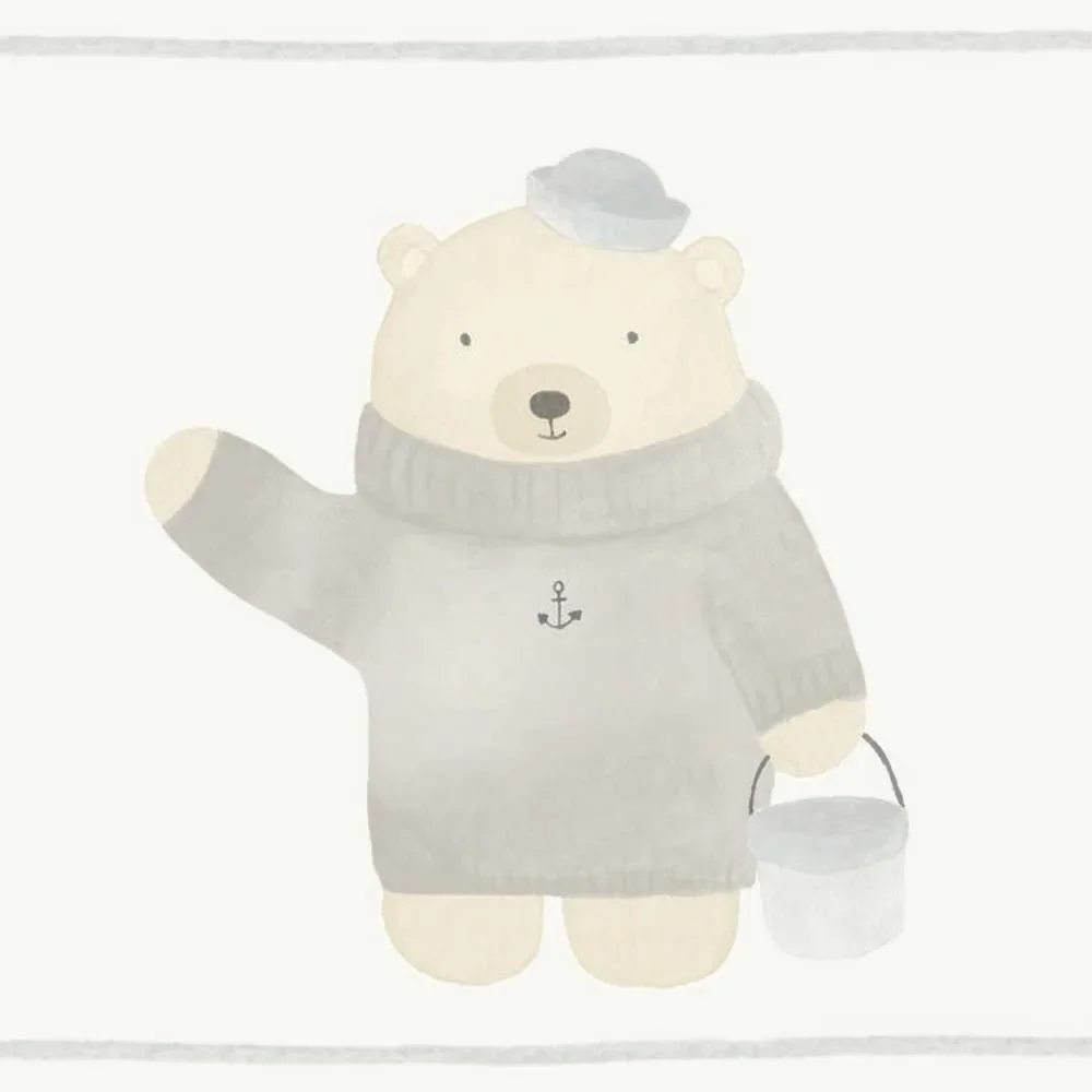 Casadeco My Little World Bordüre Seebär grau hellbraun