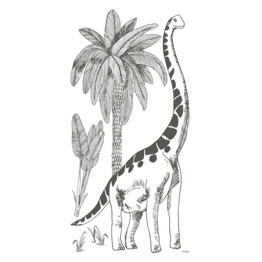 Lilipinso Wandsticker XL Brontosaurus mit Palmen grau