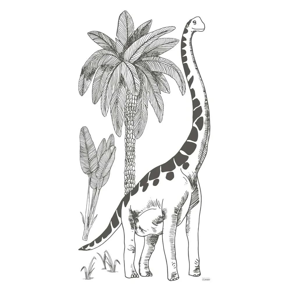 Lilipinso Wandsticker XL Brontosaurus mit Palmen grau