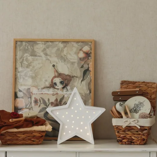 "Kinder-Nachtlicht in Sternform aus natürlichem Kiefernholz von Little Lights image"