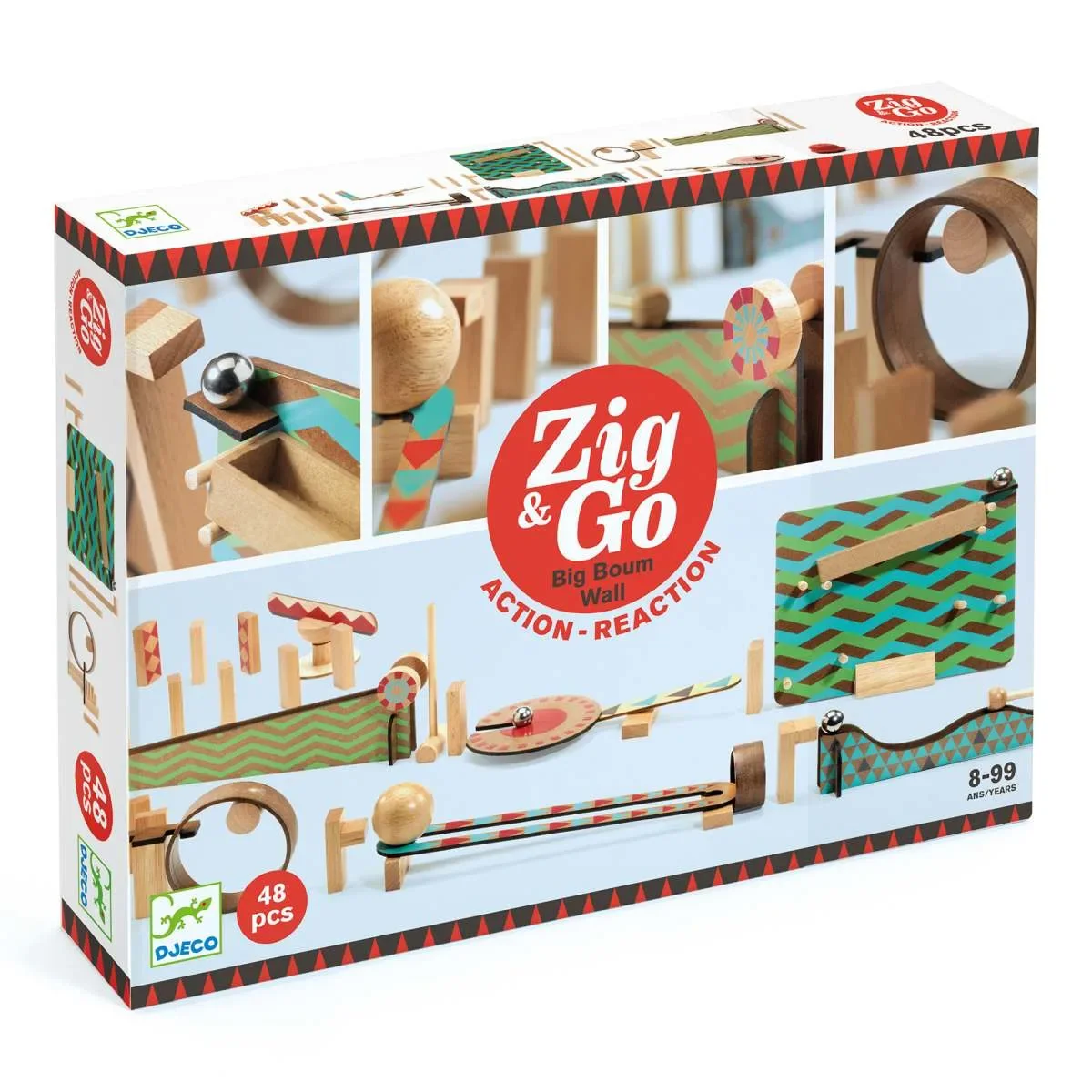 "Djeco Baukasten, Denkspiel, Holzbaukasten - Zig & Go, 48 Teile image"