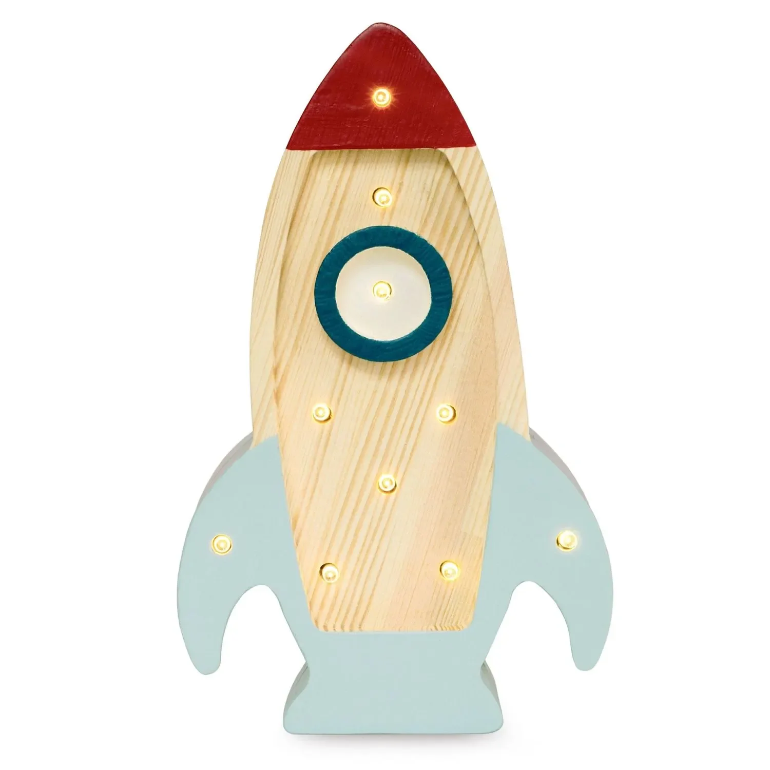 "Little Lights Nachtlicht Kinder, Nachtlampe Mini-Raketenschiff - 100% Kiefernholz natur, Farbe: Holz image"