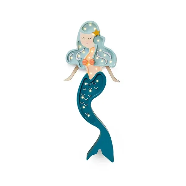 "Little Lights Nachtlicht Kinder, Nachtlampe Meerjungfrau - 100% Kiefernholz natur, Farbe: Türkisgrün image"