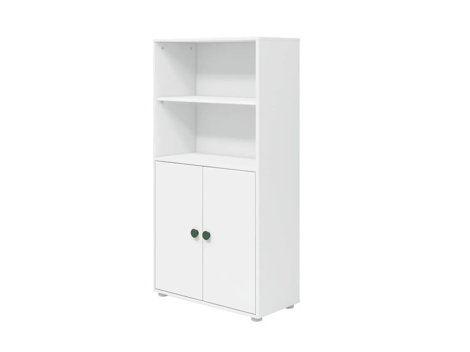 "FLEXA Bücherregal, Bücherwand - Midi, 2 Türen, 72 cm x 138 cm, Farbe: Weiß/Tiefgrün image"