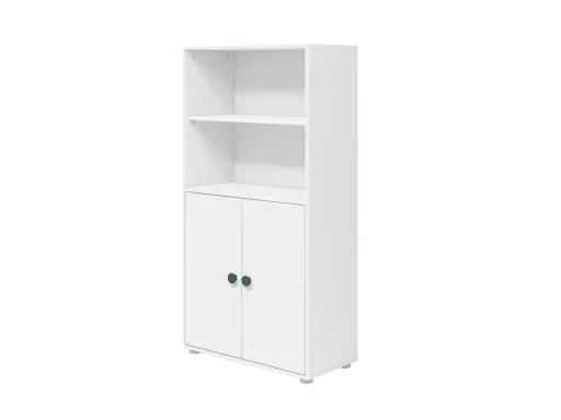 "FLEXA Bücherregal, Bücherwand - Midi, 2 Türen, 72 cm x 138 cm, Farbe: Weiß/Tiefgrün image"