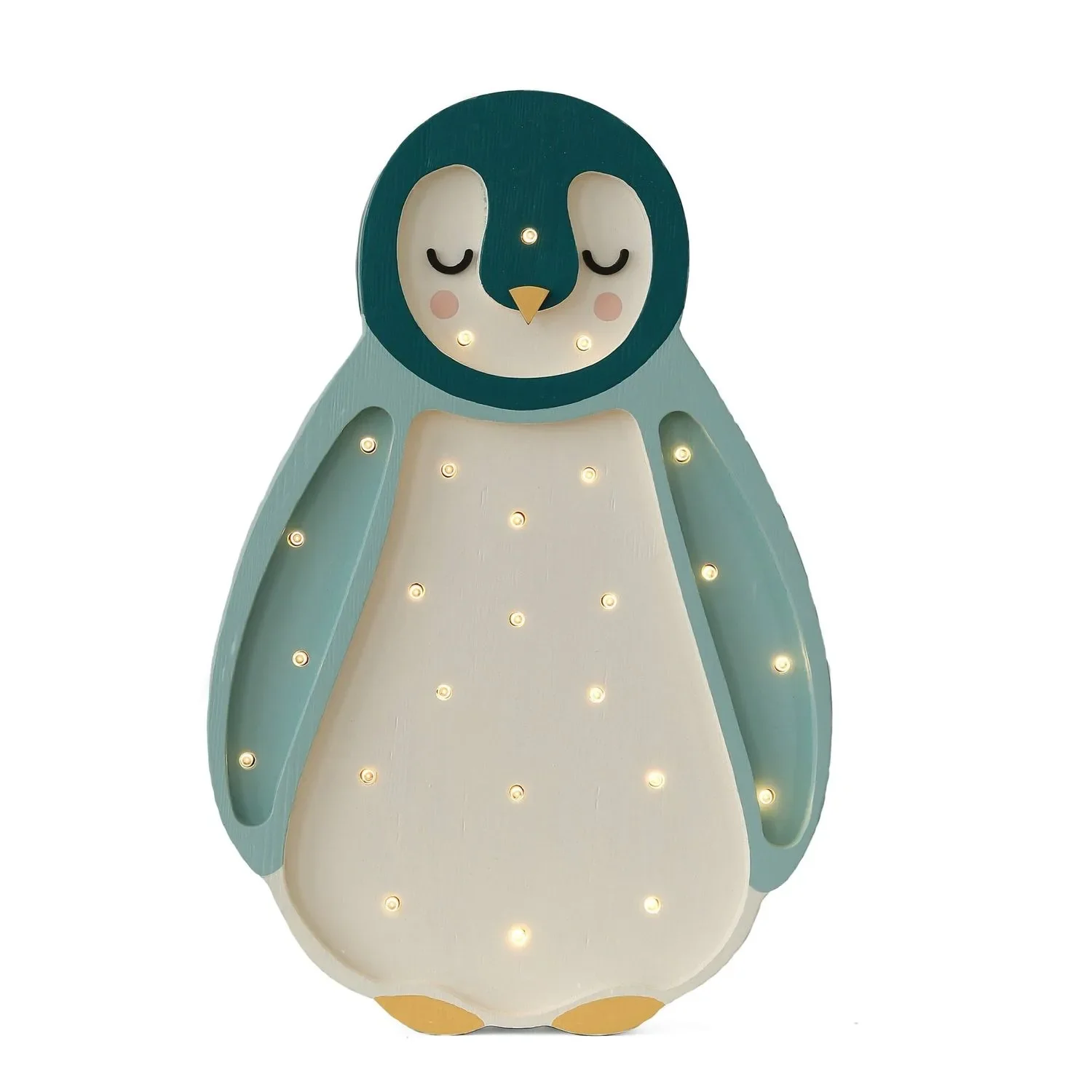 "Little Lights Nachtlicht Kinder, Nachtlampe Pinguin - 100% Kiefernholz natur, Farbe: Türkisgrün image"
