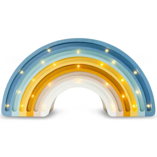 "Little Lights Nachtlicht Kinder, Nachtlampe Regenbogen - 100% Kiefernholz natur, Farbe: Denim-Blau image"