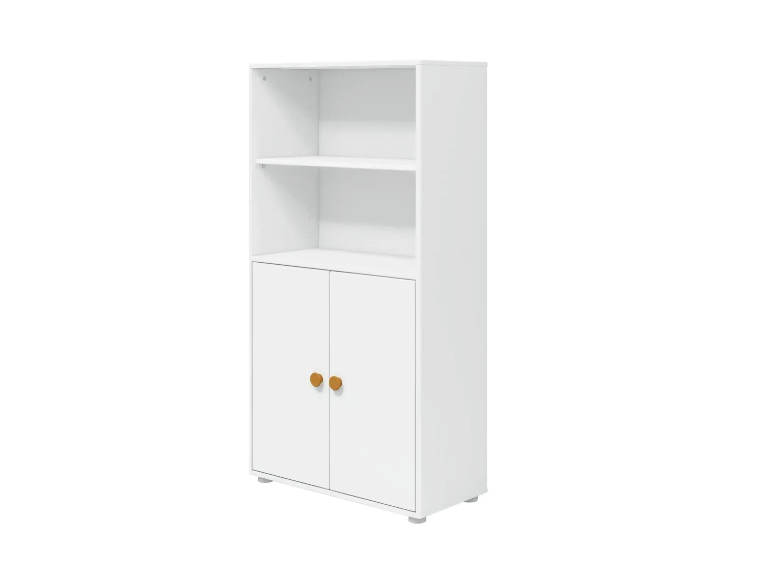 "FLEXA Bücherregal, Bücherwand - Midi, 2 Türen, 72 cm x 138 cm, Farbe: Weiß/Senf image"