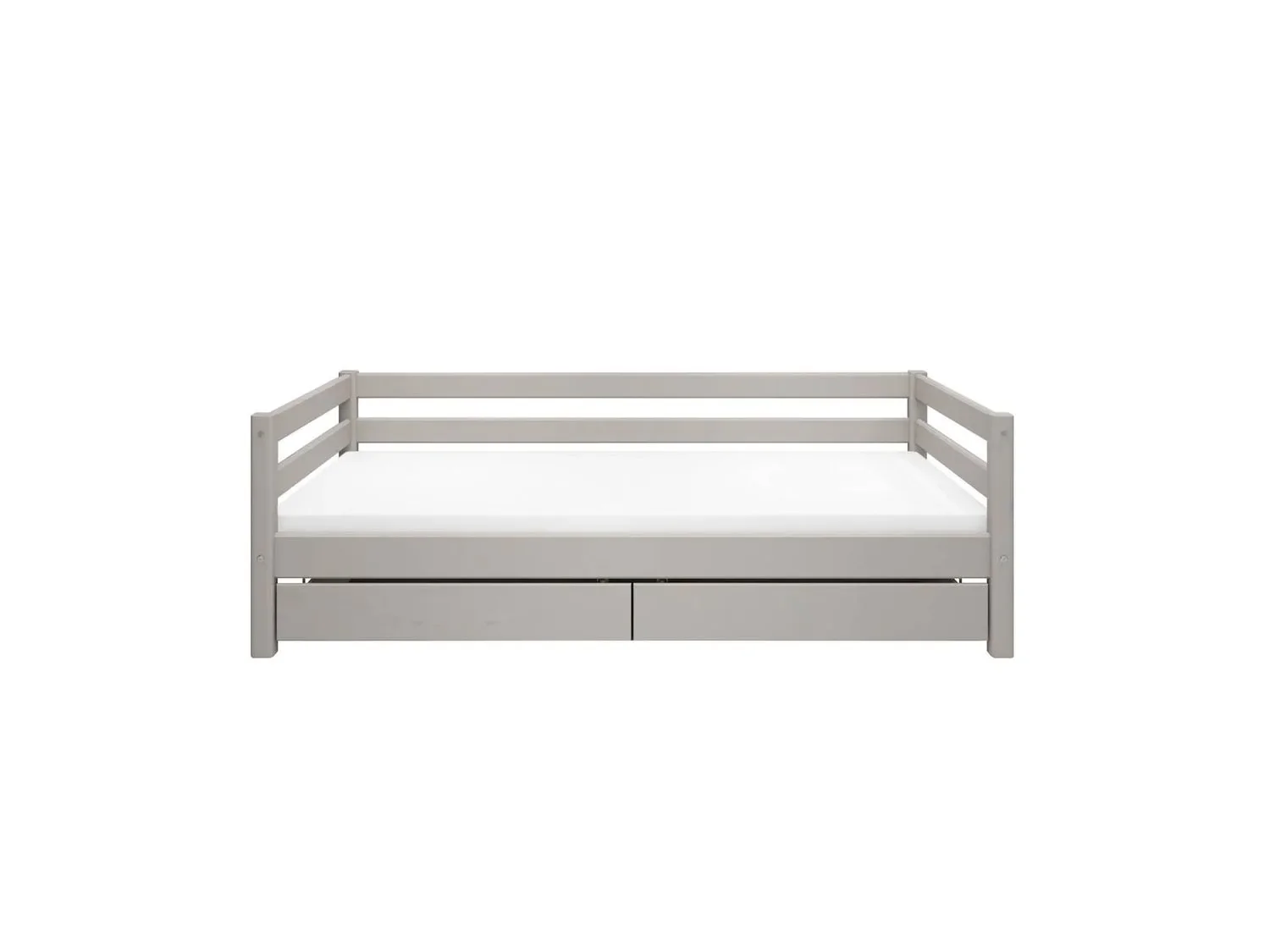 "FLEXA Classic Kinderbett, Einzelbett - Gemütliches Sofa-Bett mit 2 Schubladen & Skandinavischem Design, 90x200 cm, Farbe: Grau gewaschene Kiefer image"