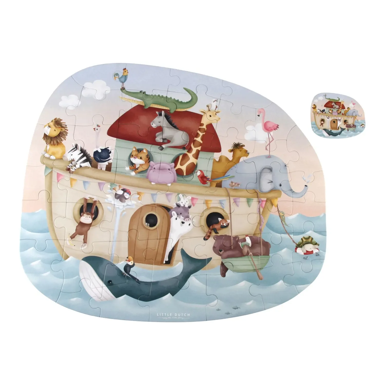 "Little Dutch Bodenpuzzle Arche Noah XL FSC: Grosses Kinderpuzzle (44 Teile) - Konzentration & Motorik fördern image"