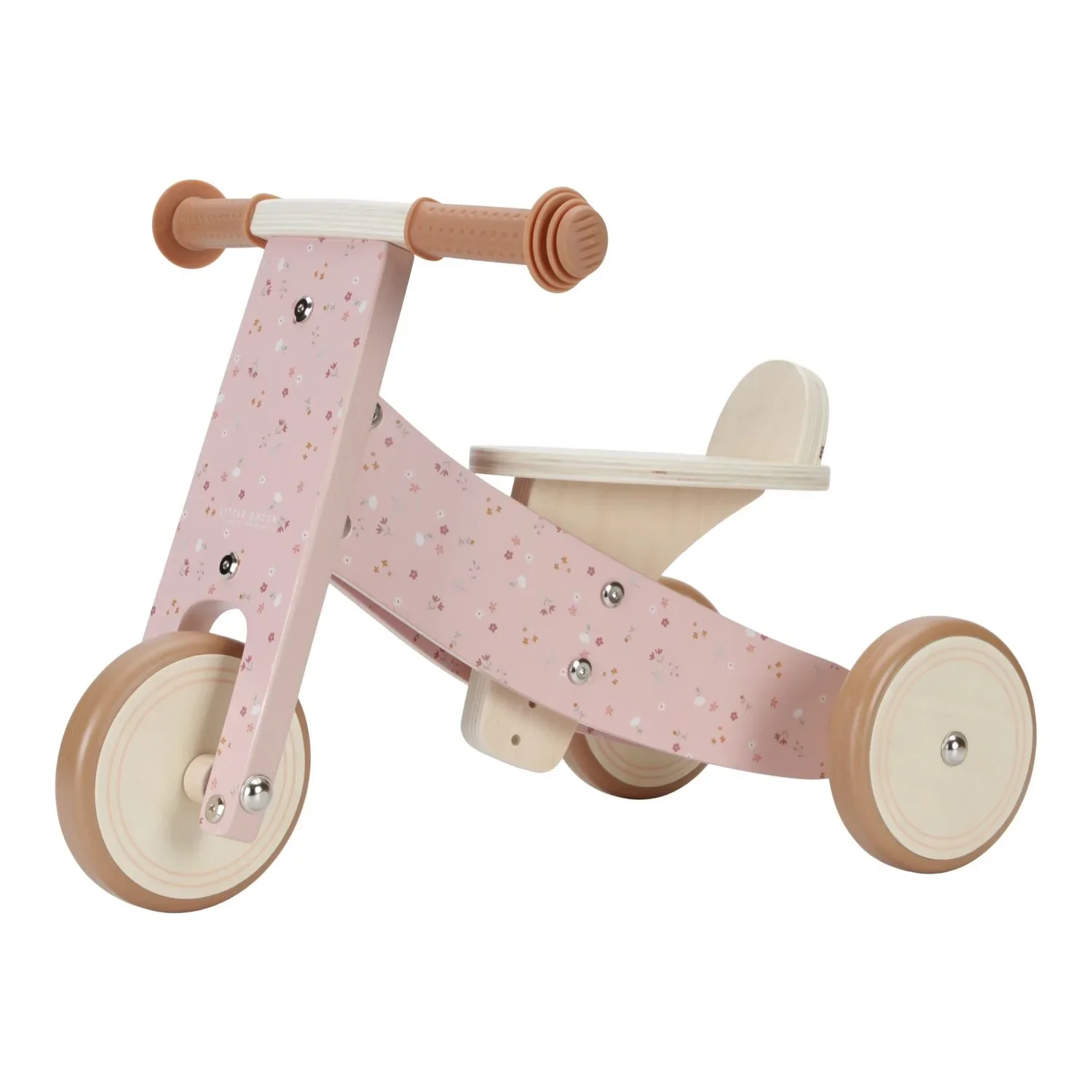 "Little Dutch Holzdreirad Rosa: Kinder Dreirad mit Gummigriffen & Sicherheitsreifen image"