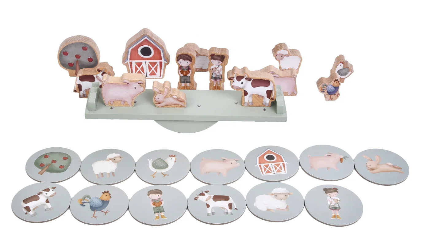 "Little Dutch Balancierspiel, Gleichgewichtsspiel Little Farm - Tiere stapeln & Motorik fördern image"
