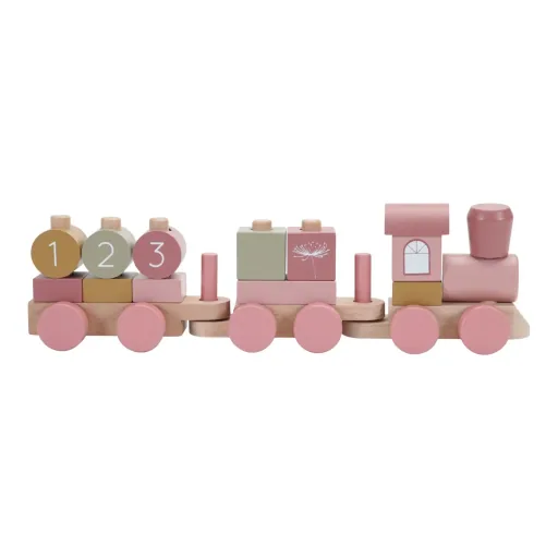 Little Dutch Holzeisenbahn mit Steckformen im Wild-Flowers-Design