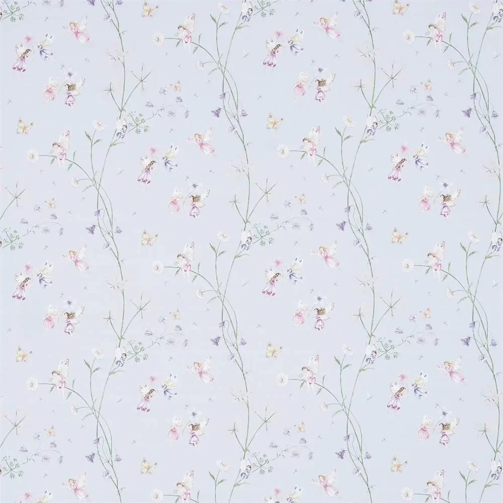 "Little Sanderson Abracazoo Motivstoff Feen Garten hellblau lila pink image"