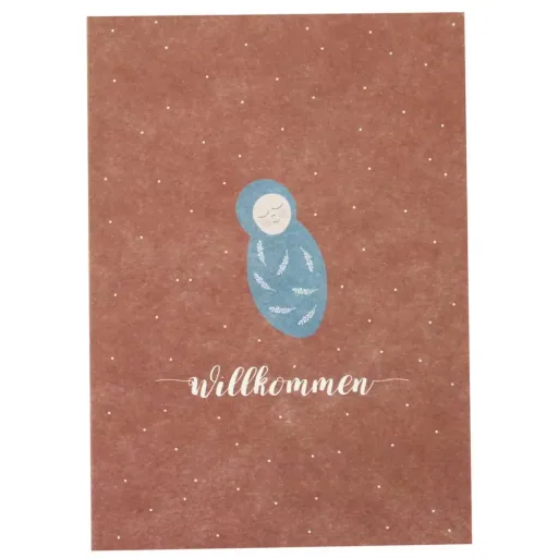 Postkarte zur Geburt mit Willkommensgruß von Ava & Yves