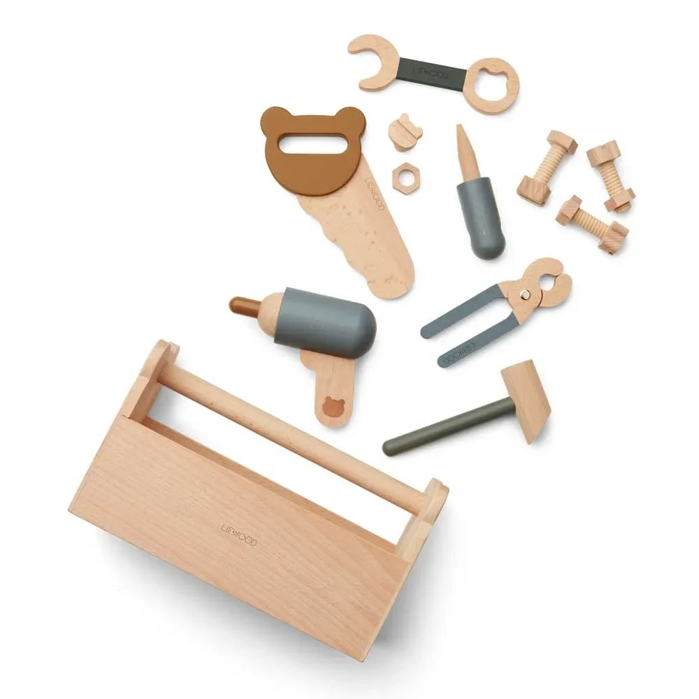 "Liewood "Luigi" Spielzeug Werkzeugkasten Holz blau Multi Mix image"