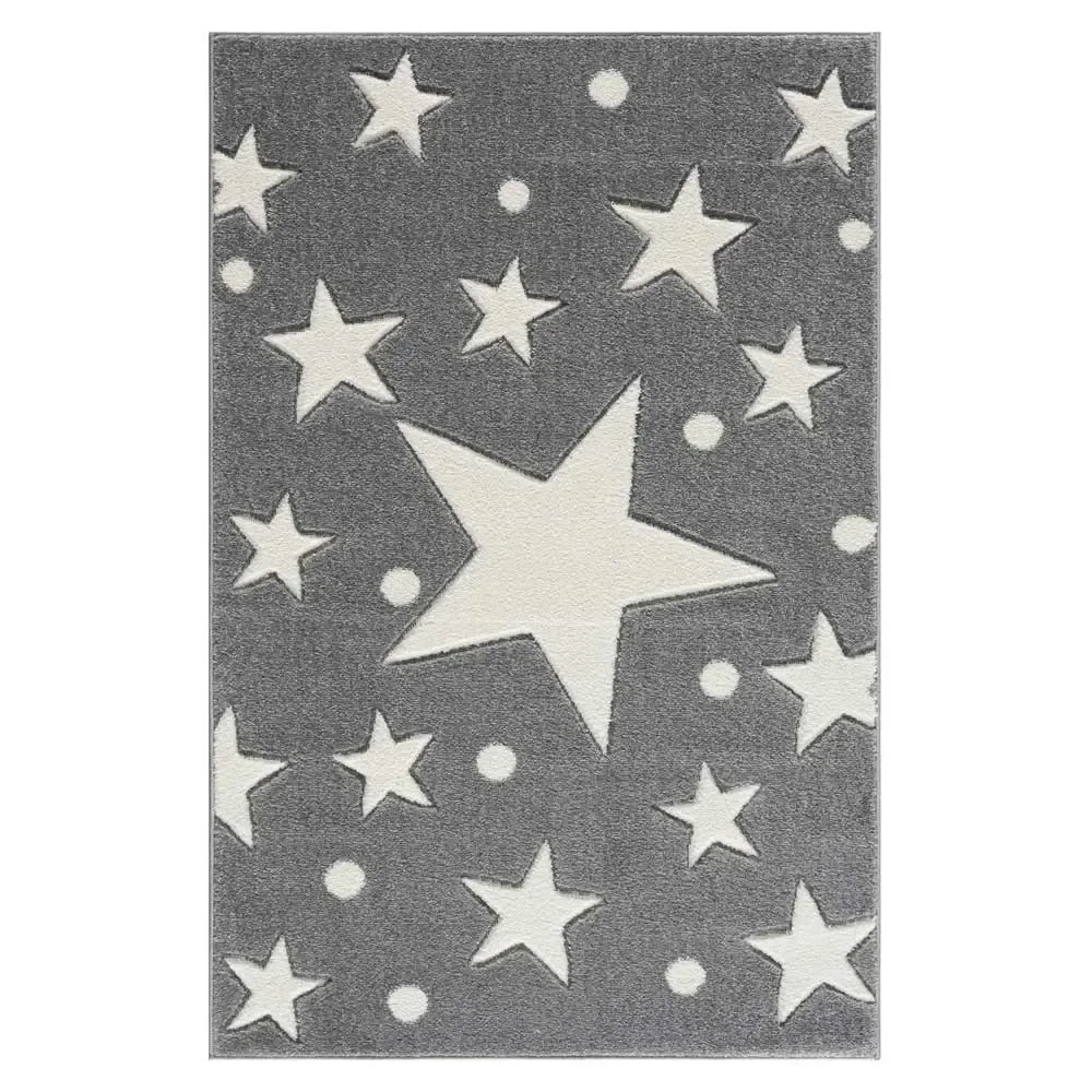 Livone Teppich Estrella Stern & Konfetti grau, Teppichgrösse: 100 x 160 cm