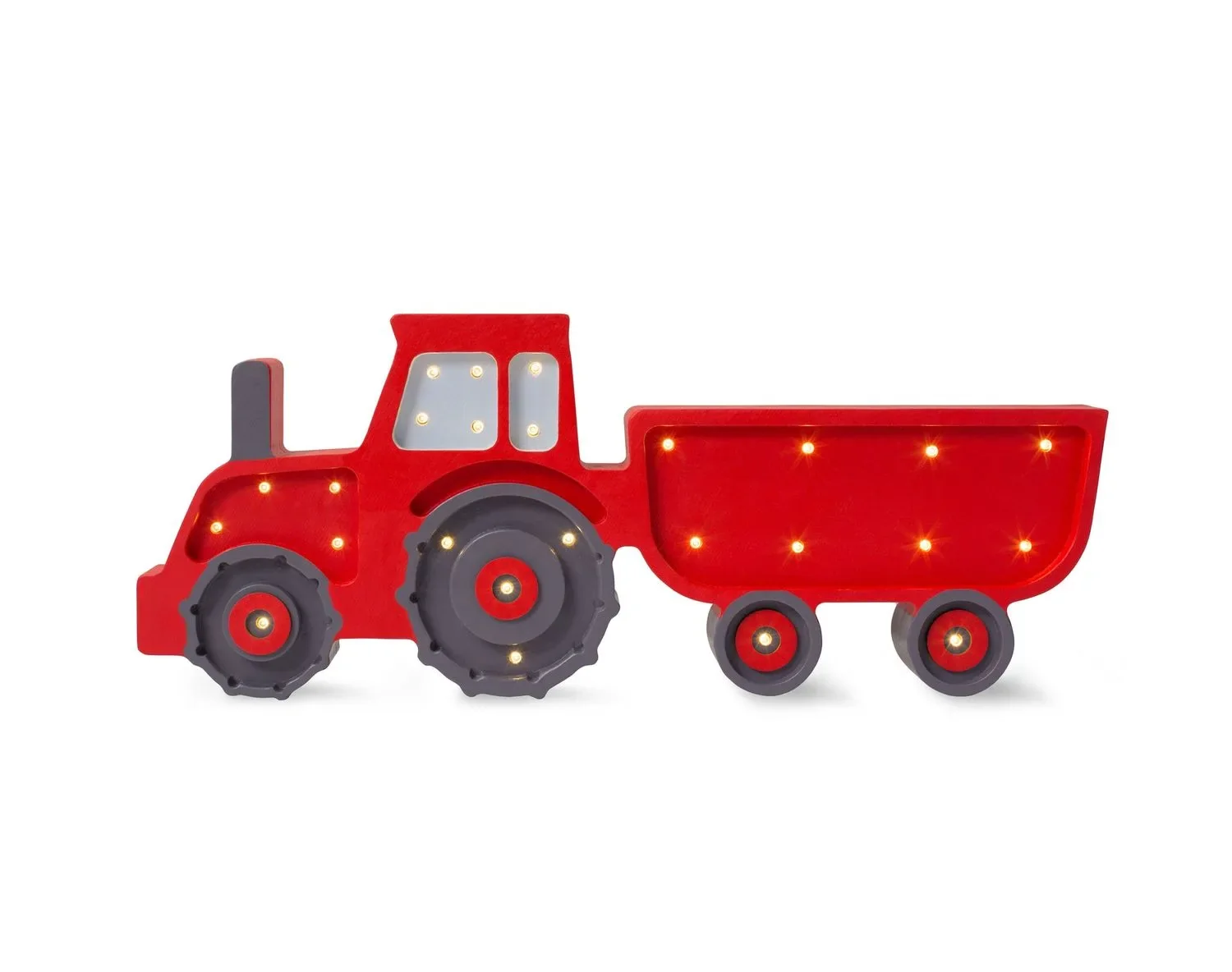 "Little Lights Nachtlicht Kinder, Nachtlampe Traktor - 100% Kiefernholz natur, Farbe: rot image"